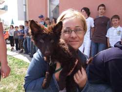 Ági, ölében Kamuval